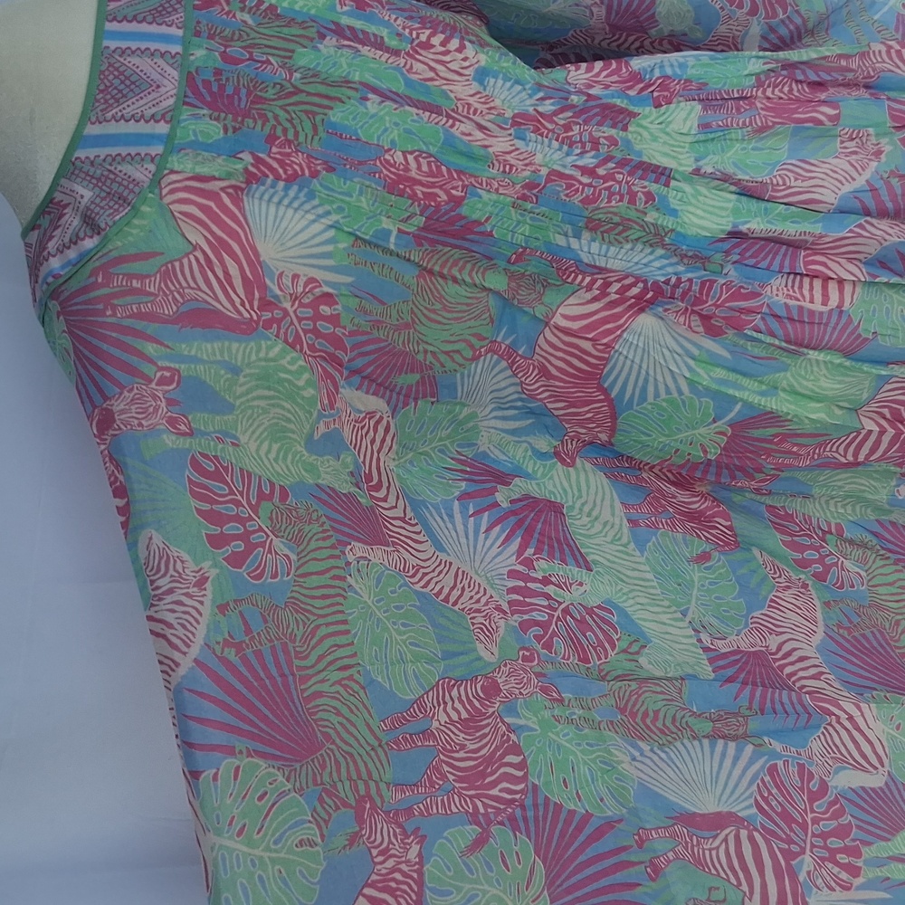 Taj By Sabrina Crippa Tropical Zebra Caftan S Green Purple - Picture 14 of 16